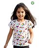 Pranava Organic Cotton Single Jersey Knit Half Sleeves Birds Printed Top - White