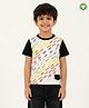 Pranava Organic Cotton Single Jersey Knit Half Sleeves Abstract Printed Tee - Navy Blue