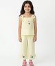 Pranava Organic Cotton Knit Sleeveless Stars Printed Top & Pant Set - Yellow