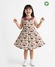 Pranava Organic Cotton Knit Sleeveless Leaves Printed Dress - Multi Colour