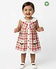 Pranava Organic Cotton Woven Sleeveless Cupcake Applique Detailed & Checked Dress - Red