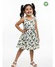 Pranava Organic Cotton Woven Sleeveless Palm Trees Printed Dress - White