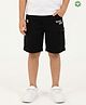 Pranava Organic Cotton Woven Super Hero Text Embroidered Shorts - Black