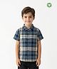 Pranava Organic Cotton Woven Half Sleeves Checked Shirt - Blue