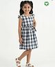 Pranava Organic Cotton Woven Cap Sleeves Checked Dress - Blue