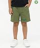 Pranava Organic Cotton Woven Rock Text Embroidered Shorts - Green