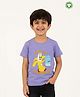 Pranava Organic Cotton Knit Half Sleeves Power Up With Breakfast Text Embroidered Tee - Violet