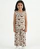 Pranava Single Jersey Woven Sleeveless Butterflies & Leaves Printed Coordinating Top & Pants Set - White & Green