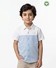 Pranava Organic Cotton Woven  Half Sleeves Colour Blocked Shirt - Blue