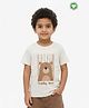 Pranava Organic Cotton Knit Half Sleeves Bear Printed Tee - Cream