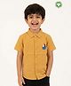 Pranava Organic Cotton Woven Half Sleeves Boat Printed Shirt - Yellow