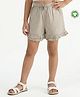 Pranava Organic Cotton Woven Polka Dots Printed Frill Detailed Shorts - Beige