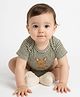 Pranava Organic Cotton Woven Half Sleeves Dear Printed Onesie - Green