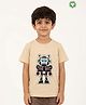 Pranava Organic Cotton Knit Half Sleeves Robot Printed Tee - Cream