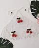 Woonie Cotton Hand Knitted Sleeveless Cherry Applique Detailed Crochet Top - White