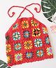 Woonie Cotton Hand Knitted  Sleeveless Floral Designed  Crochet Top - Red