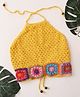Woonie Cotton Hand Knitted Sleeveless Floral Designed  Crochet Top - Yellow
