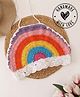 Woonie Cotton Hand Knitted Sleeveless Rainbow Designed Crochet Halter Neck Crop Top - Multi Colour