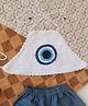 Woonie Cotton Hand Knitted Sleeveless Evil Eye Designed Top - White