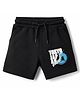 Taeko Single Jersey Knit Knee Length Text Printed Shorts - Black