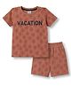 Taeko Single Jersey Knit Half Sleeves Beach Theme Printed T-Shirt & Shorts Set - Rust Orange