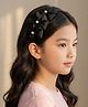 Ribbon candy Pearl Embellished Bow Applique Detailed Hair Band - Black