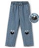 Mark & Mia Full Length Washed Cut N Sew Jeans With Embroidery - Blue