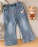 Mark & Mia Full Length Washed Bear Embroidered Jeans - Light Blue