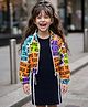 OLLINGTON ST. Cotton Rib Knit Frocks with Jacket/Shrug Sleeveless with Full Sleeve Printed Jacket Black 2-3 Years