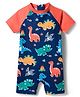 Babyhug Water Repellent Half Raglan Sleeves Legged Swimsuit with Dino Print - Navy Blue