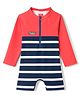 Babyhug Water Repellent Full  Raglan Sleeves Legged Swimsuit - Navy