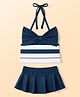 Babyhug Water Repellent Sleeveless Two Piece Striped Swimsuit - Navy