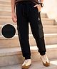 Pine Kids Cotton Knit  Full Length Lounge & Track Pants Solid With Embroidery - Black