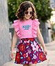 OLLINGTON ST. Cotton Knit  Half Sleeve Top With Print & Skirt Set - Pink & Multicolour