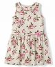 ToffyHouse Knit Sleeveless Floral Printed Party Dress With Applique - Beige