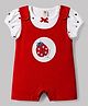 ToffyHouse Cotton Woven Dungaree & Half Sleeves Inner Tee with Ladybug Print - Red