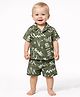 Spool Junior Cotton Blend Woven Half Sleeves Abstract Printed Coordinating Shirt & Shorts Set - Green