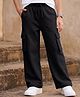 Pine Kids Cotton Knit Full Length Solid Lounge Pant With Cargo Pockets - Black
