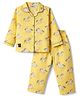 Enfance Core Cotton Woven Full Sleeves Shirt & Pyjama Co-ord Night Suit with Unicorn Print - Light Yellow