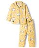 Enfance Core Cotton Woven Full Sleeves Shirt & Pyjama Co-ord Night Suit with Dino Print - Yellow