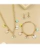 Asthetika Floral & Rainbow Charm Detailed Jewellery Set - Pink Yellow Blue & White