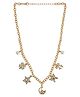 Asthetika Butterfly & Bow Charm Detailed Rhinestones Embellished Necklace - Gold
