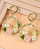 Asthetika Pearl Embellished Floral Designed Earrings - Pink