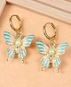 Asthetika Pearl Embellished Butterfly Designed Earrings - Blue