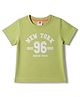 Zero Sinker Knit Half Sleeves Text Printed T-Shirt- Green
