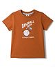 Zero Sinker Knit Half Sleeves Sports Theme Printed T-Shirt - Rust Orange