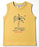 Zero Sinker Knit Sleeveless Tank T-Shirt With Tree Print - Yellow