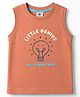 Zero Sinker Knit Sleeveless Tank T-Shirt With Text Print - Orange