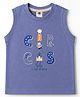 Zero Sinker Knit Sleeveless T-Shirt with Circus Print - Blue
