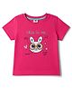 Zero Sinker Knit Half Sleeves T-Shirt with Bunny Print - Dark Pink